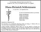 Traueranzeige von Schlottmann, Hans-Heinrich