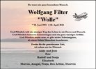 Traueranzeige von Filter, Wolfgang