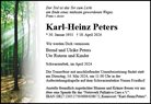 Traueranzeige von Peters, Karl-Heinz