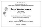 Traueranzeige von Westermann, Inez