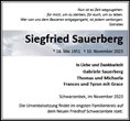 Traueranzeige von Sauerberg, Siegfried