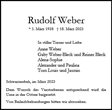 Traueranzeige von Weber, Rudolf