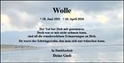 Traueranzeige von Filter, Wolfgang