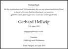 Traueranzeige von Hellwig, Gerhard