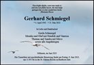 Traueranzeige von Schmiegel, Gerhard