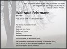 Traueranzeige von Fehrmann, Waltraud