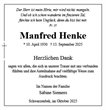 Traueranzeige von Henke, Manfred