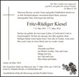 Traueranzeige von Kiesel, Fritz-Rüdiger