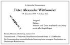 Traueranzeige von Wittkowsky, Peter