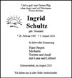 Traueranzeige von Schultz, Ingrid