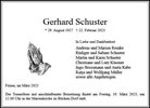 Traueranzeige von Schuster, Gerhard