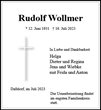 Traueranzeige von Wollmer, Rudolf