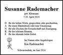 Traueranzeige von Rademacher, Susanne