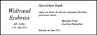 Traueranzeige von Szobries, Waltraud