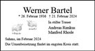 Traueranzeige von Bartel, Werner