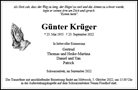 Traueranzeige von Krüger, Günter