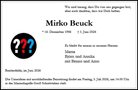 Traueranzeige von Beuck, Mirko