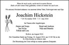 Traueranzeige von Hickstein, Joachim