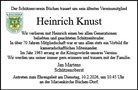 Traueranzeige von Knust, Heinrich