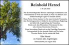 Traueranzeige von Herzel, Reinhold