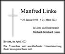 Traueranzeige von Linke, Manfred