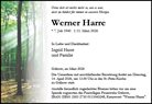 Traueranzeige von Harre, Werner