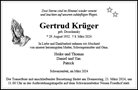 Traueranzeige von Krüger, Gertrud