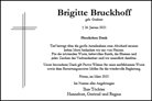 Traueranzeige von Bruckhoff, Brigitte