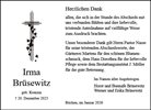 Traueranzeige von Brüsewitz, Irma