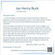 Traueranzeige von Buck, Jan Henry