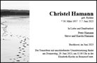 Traueranzeige von Hamann, Christel