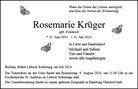 Traueranzeige von Krüger, Rosemarie