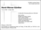 Traueranzeige von Günther, Horst-Werner