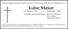 Traueranzeige von Masur, Luise