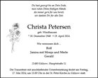 Traueranzeige von Petersen, Christa