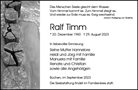 Traueranzeige von Timm, Ralf