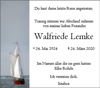 Walfriede Anna Lemke