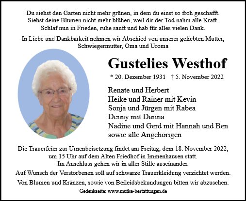 Gustelies Westhof