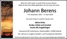 Traueranzeige von Berens, Johann