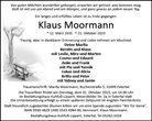 Traueranzeige von Moormann, Klaus