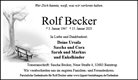 Traueranzeige von Becker, Rolf