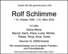 Traueranzeige von Schlimme, Rolf