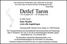 Traueranzeige von Taron, Detlef