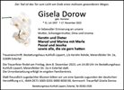 Traueranzeige von Dorow, Gisela