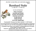 Traueranzeige von Stahr, Bernhard