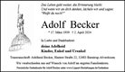 Traueranzeige von Becker, Adolf Herbert