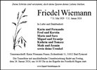 Traueranzeige von Wiemann, Fritz