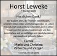 Traueranzeige von Leweke, Horst