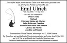 Traueranzeige von Ulrich, Emil