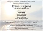 Traueranzeige von Jürgens, Klaus